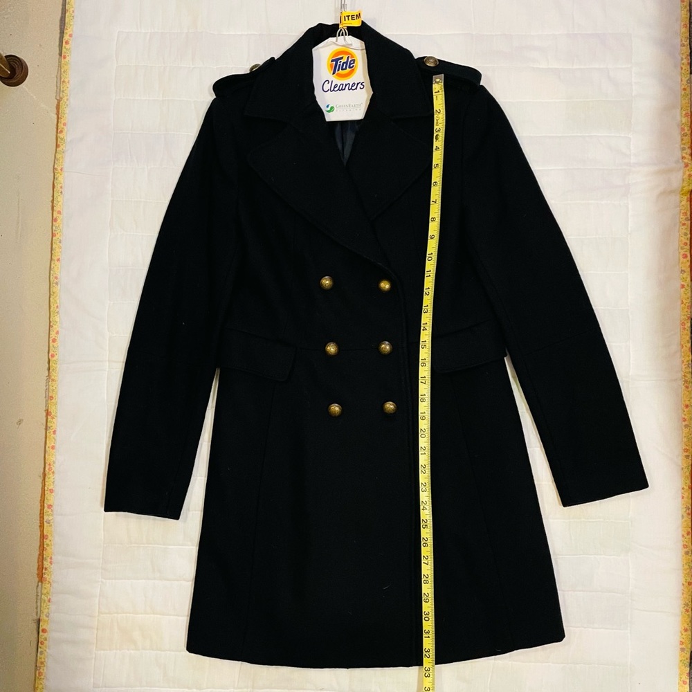 H&M Wool Blend Pea Coat Navy Sz 6
